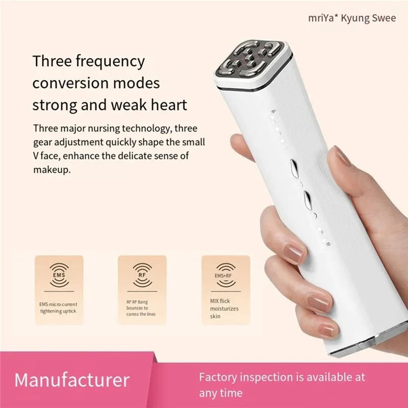 Portable Ems + Rf Facial Lifting Device, 3 Modes, Usb Rechargeable