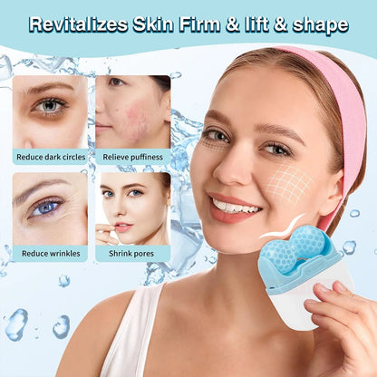 Cool Roller For Face Reusable Double-Head Ice Facial Roller For Glowing & Brightened Complexion