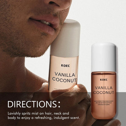Koec Vanilla Coconut Body & Hair Fragrance Mist Long-Lasting, Sweet Scent For Skin & Hair