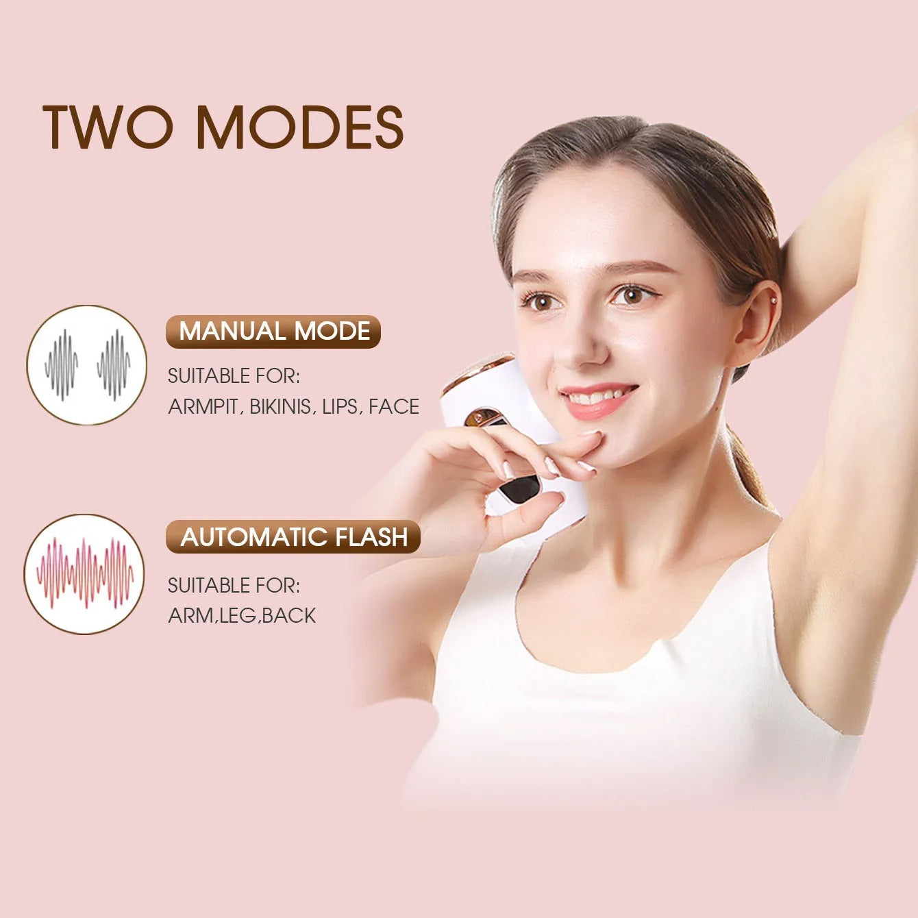 Ipl Laser Hair Removal Device For Women, 5 Levels, Lcd Display, Manual/Auto Modes