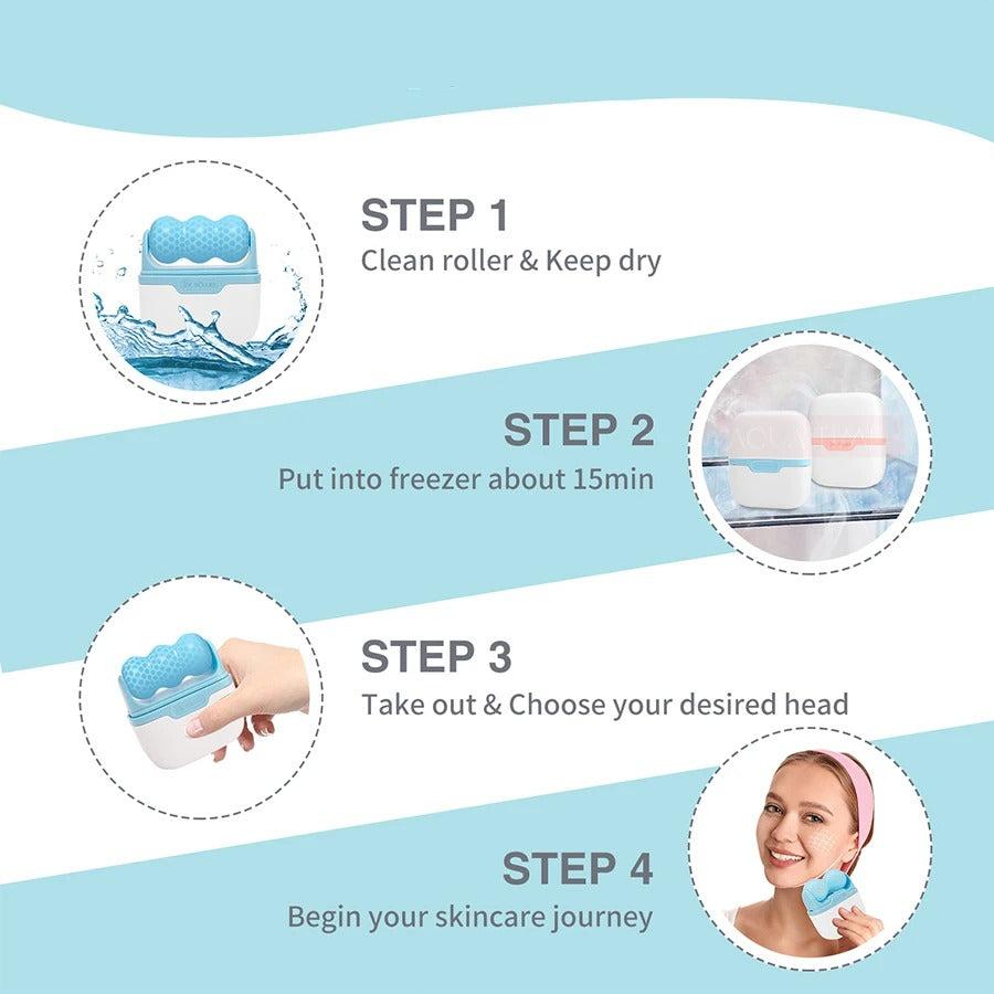 Cool Roller For Face Reusable Double-Head Ice Facial Roller For Glowing & Brightened Complexion
