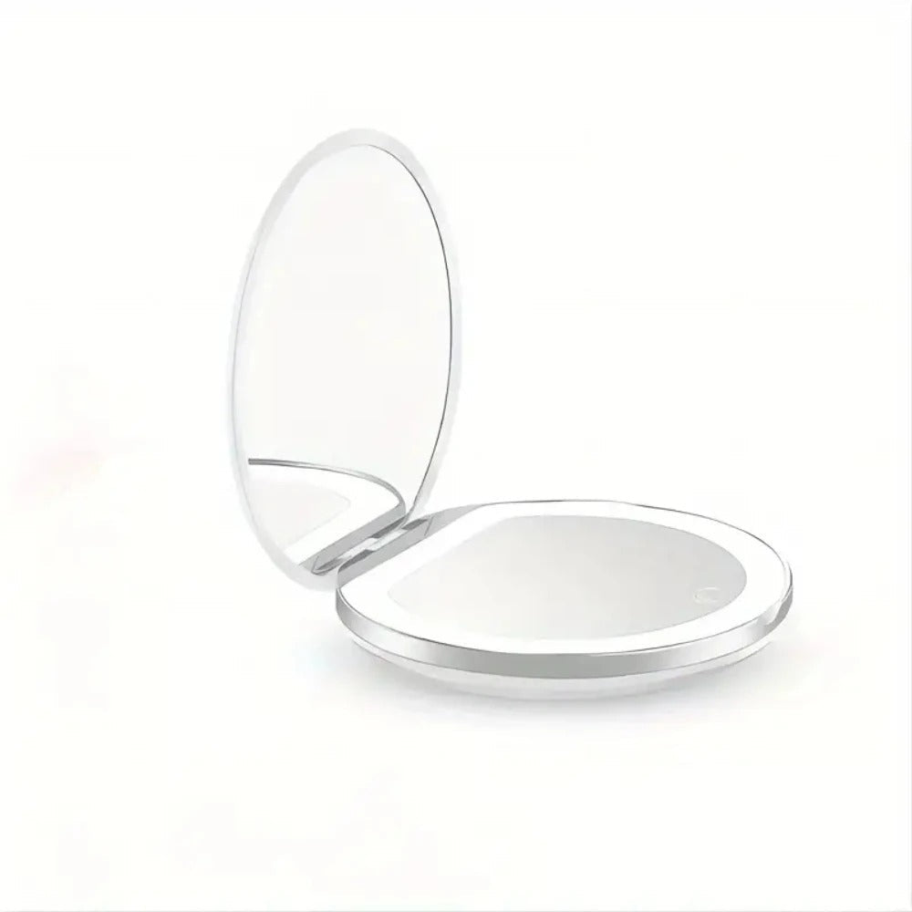 Travel-Friendly Led Makeup Mirror, 1X/10X Magnification, Compact & Usb Rechargeable