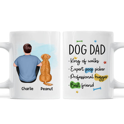 Dog Dad Back View Man & Sitting Dog Personalized Mug