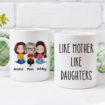 Like Mother Like Daughter Doll Woman Sitting Watercolor Style Personalized Mug