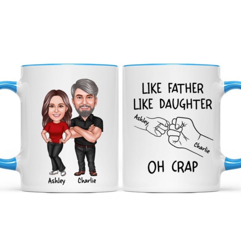 Like Father Like Daughter Like Son Caricature Fist Bump Personalized Mug