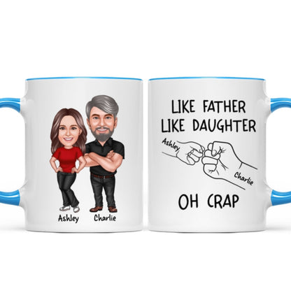 Like Father Like Daughter Like Son Caricature Fist Bump Personalized Mug