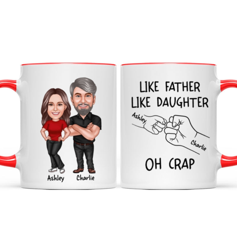 Like Father Like Daughter Like Son Caricature Fist Bump Personalized Mug