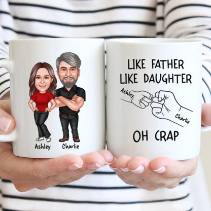 Like Father Like Daughter Like Son Caricature Fist Bump Personalized Mug