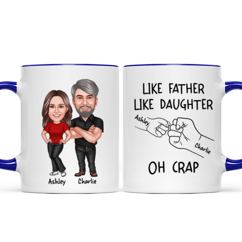 Like Father Like Daughter Like Son Caricature Fist Bump Personalized Mug