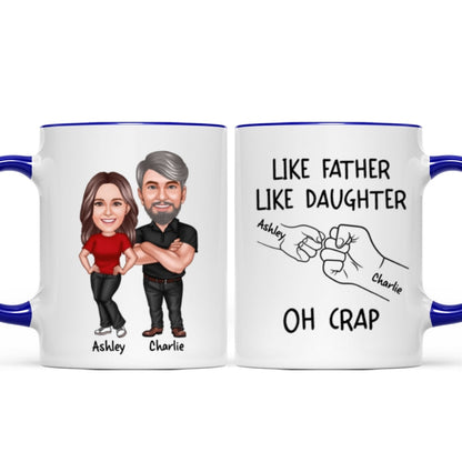 Like Father Like Daughter Like Son Caricature Fist Bump Personalized Mug