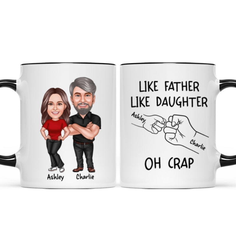 Like Father Like Daughter Like Son Caricature Fist Bump Personalized Mug