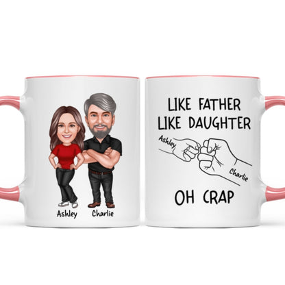 Like Father Like Daughter Like Son Caricature Fist Bump Personalized Mug