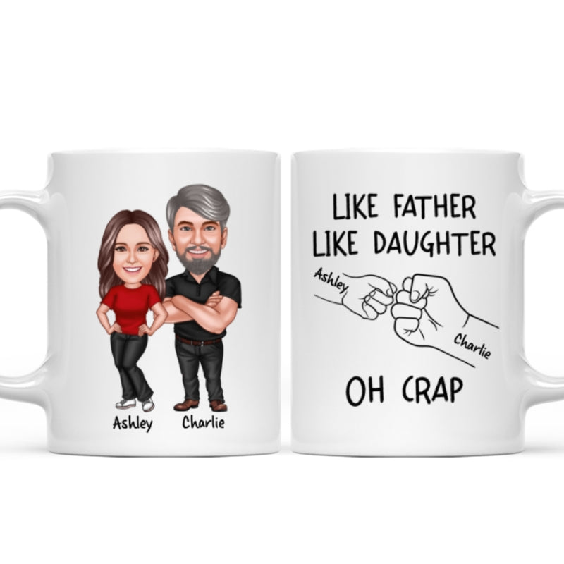Like Father Like Daughter Like Son Caricature Fist Bump Personalized Mug