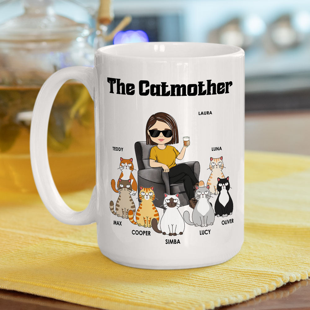 Cat Lover Personalized White Ceramic Mug for Cat Lovers, Custom Gift for Cat Lover