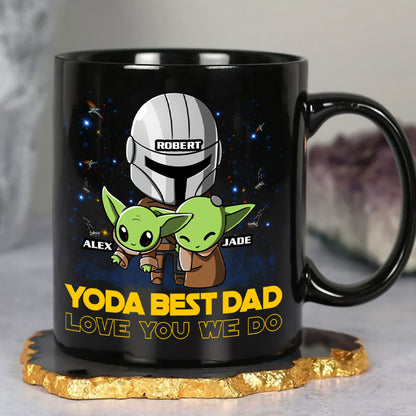 Best Dad Love You We Do - Personalized Black Mug - Gift For Dad