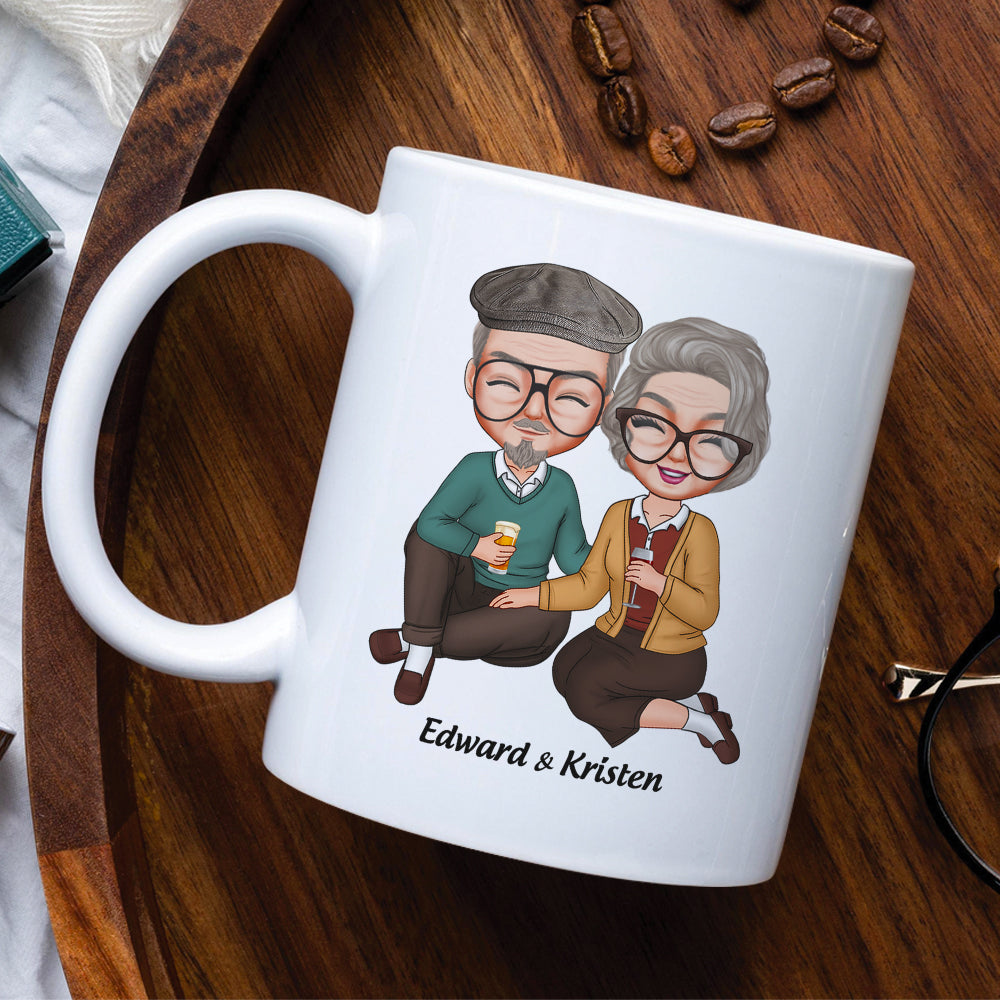 No Matter How Old We Grow I Promise To Ignore How Much You Snore, Old Couple Happiness White Tea Coffee Mug