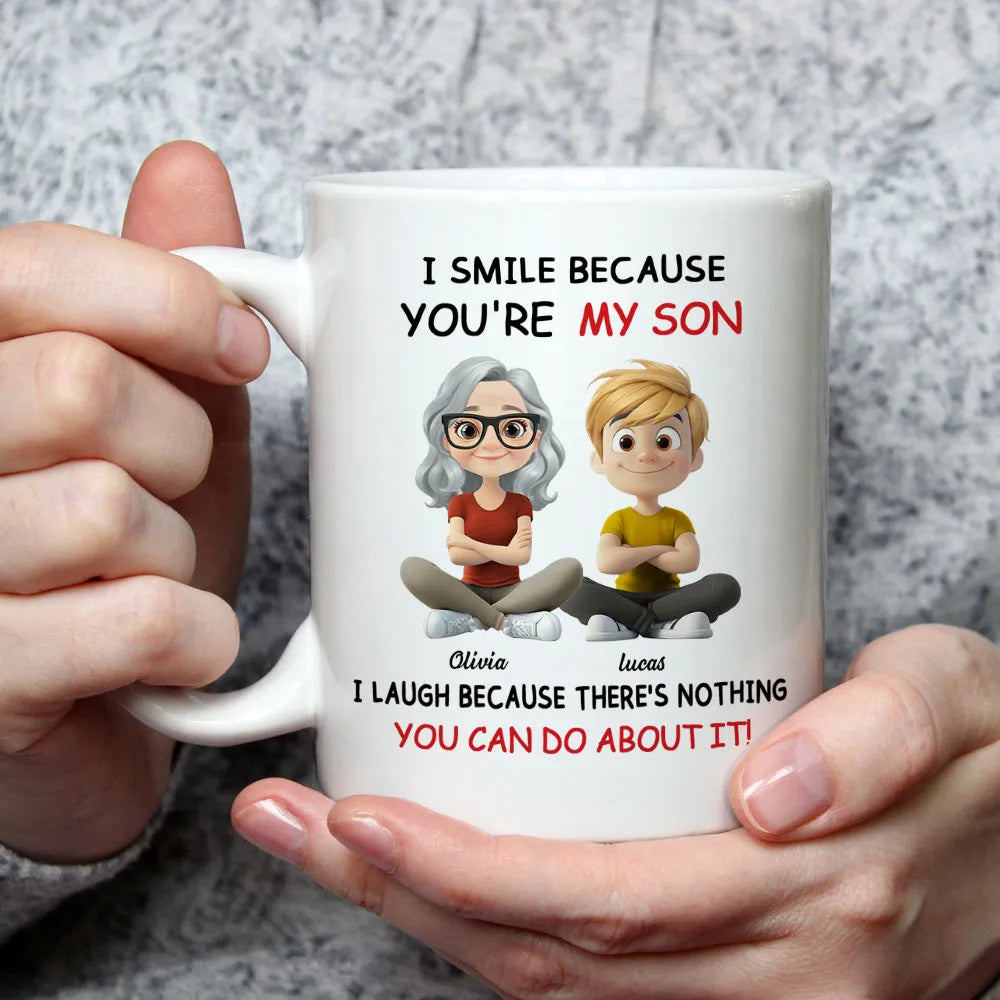I Smile Because You're My Daughter, My Son - Personalized White Mug - Gift For Family | GR25 HH01