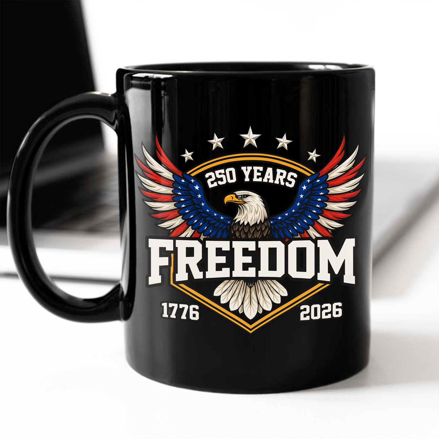 America 250 Years of Freedom 1776-2026 Anniversary Black Mug HA75 898806