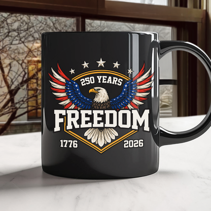 America 250 Years of Freedom 1776-2026 Anniversary Black Mug HA75 898806