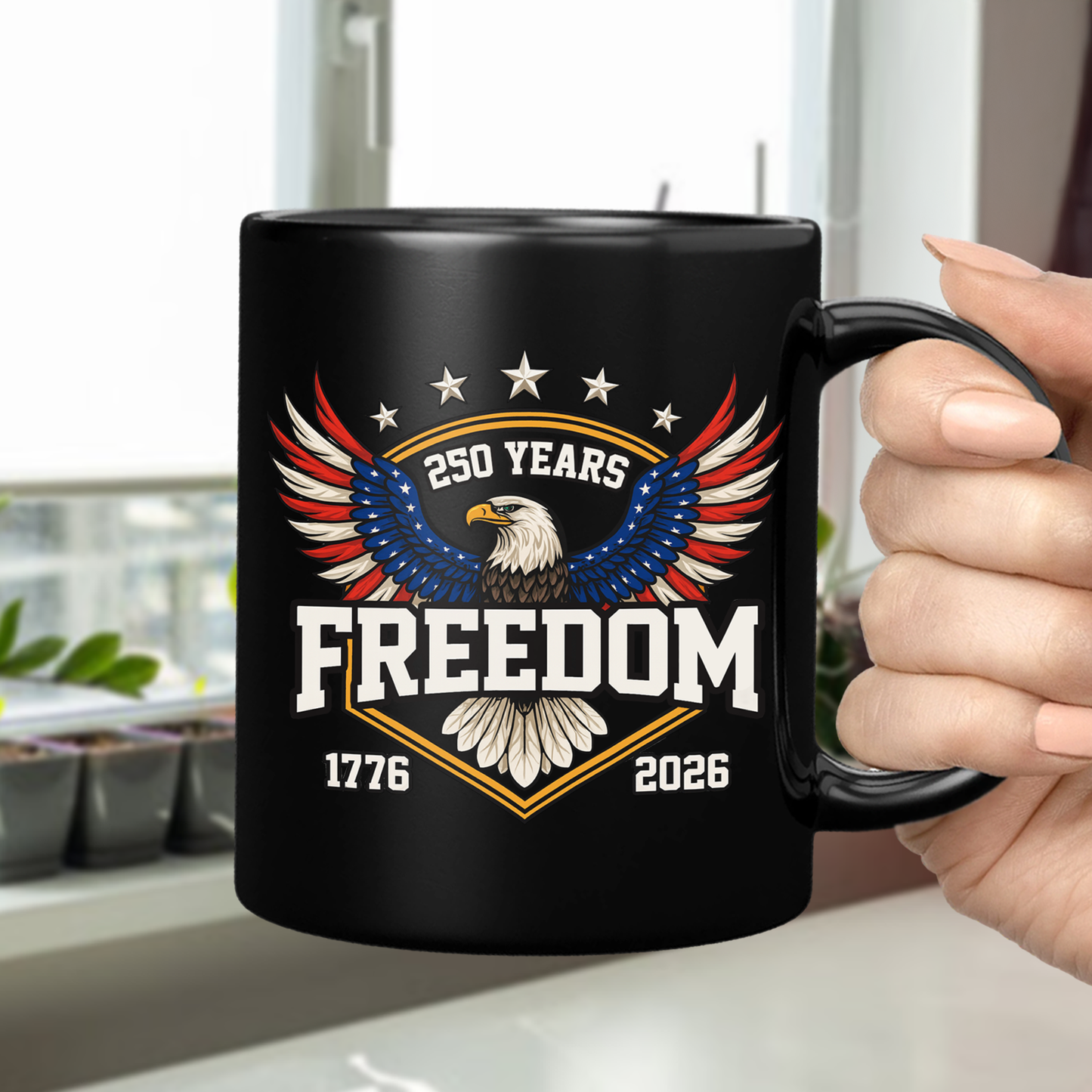 America 250 Years of Freedom 1776-2026 Anniversary Black Mug HA75 898806