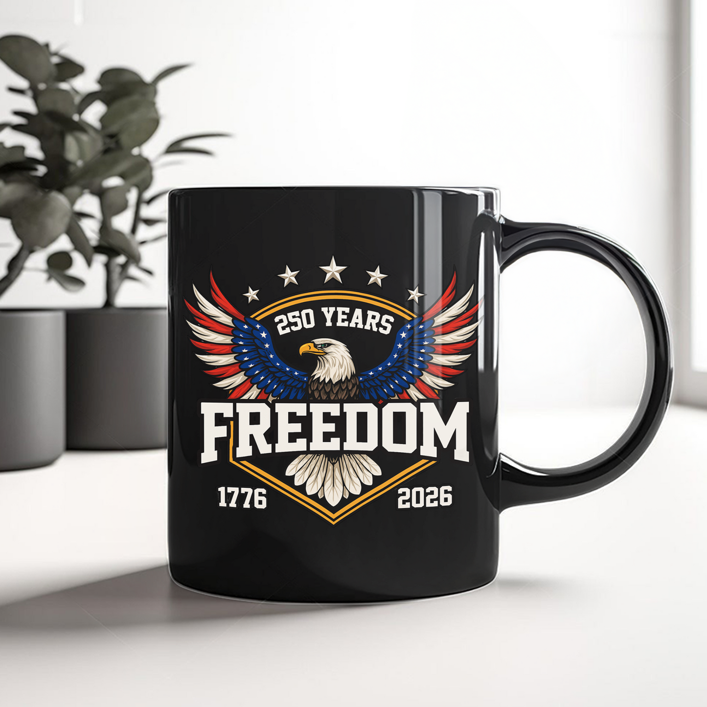 America 250 Years of Freedom 1776-2026 Anniversary Black Mug HA75 898806
