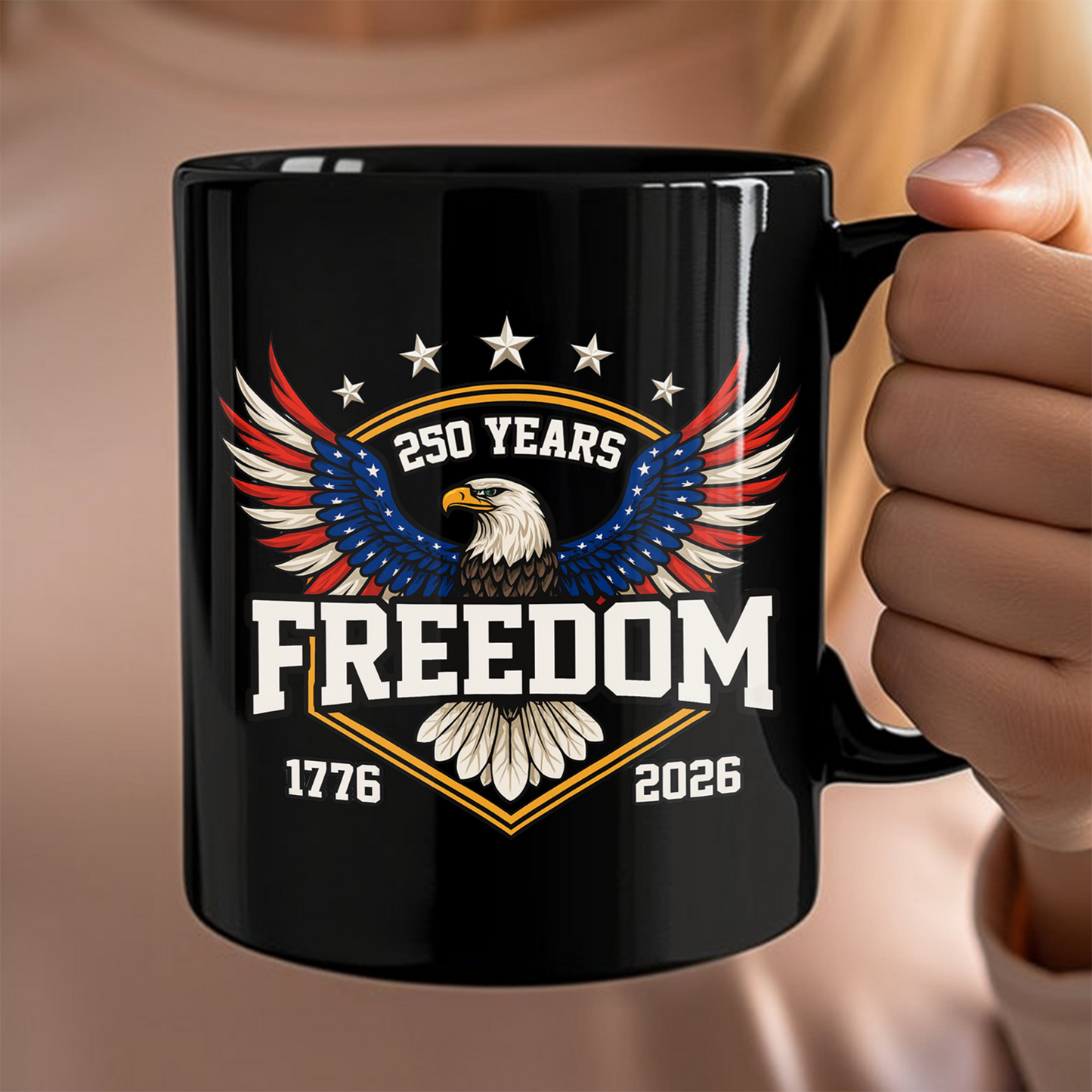 America 250 Years of Freedom 1776-2026 Anniversary Black Mug HA75 898806