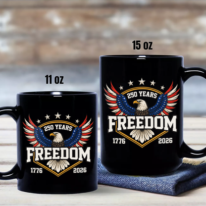 America 250 Years of Freedom 1776-2026 Anniversary Black Mug HA75 898806