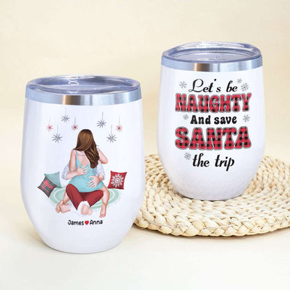 Let's Be Naughty And Safe Santa The Trip, Couple Gift, Personalized Mug, Funny Couple Coffee Mug, Christmas Gift