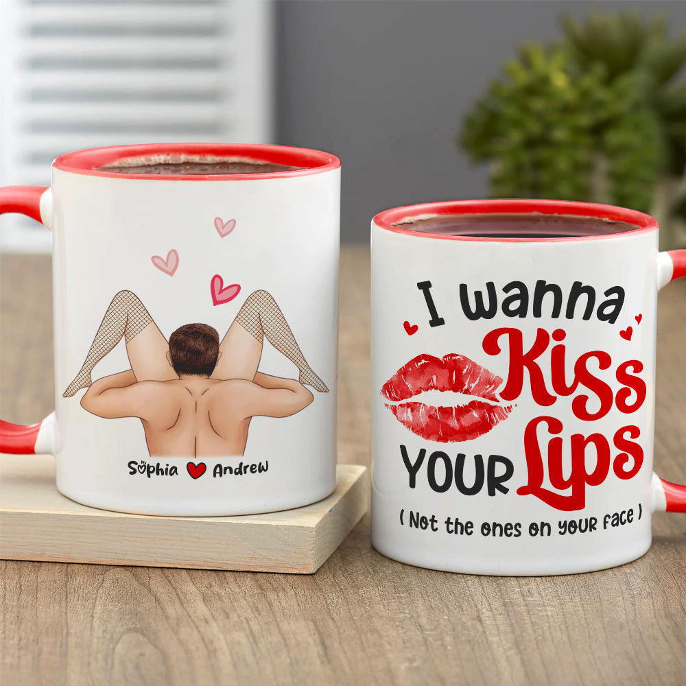 I Wanna Kiss Your Lips, Personalized Coffee Mug, Couple Make Love, Gifts For Couple