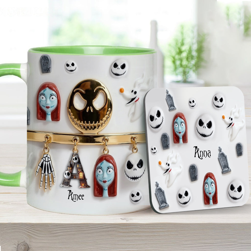 Spooky Charater With Name Letter - Personalized Accent Mug - Gift For Movie Fans NL122