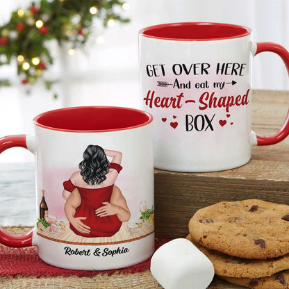 Get Over Here And Eat My Heart - Shaped Box, Personalized Couple Tumbler, Gift For Couple