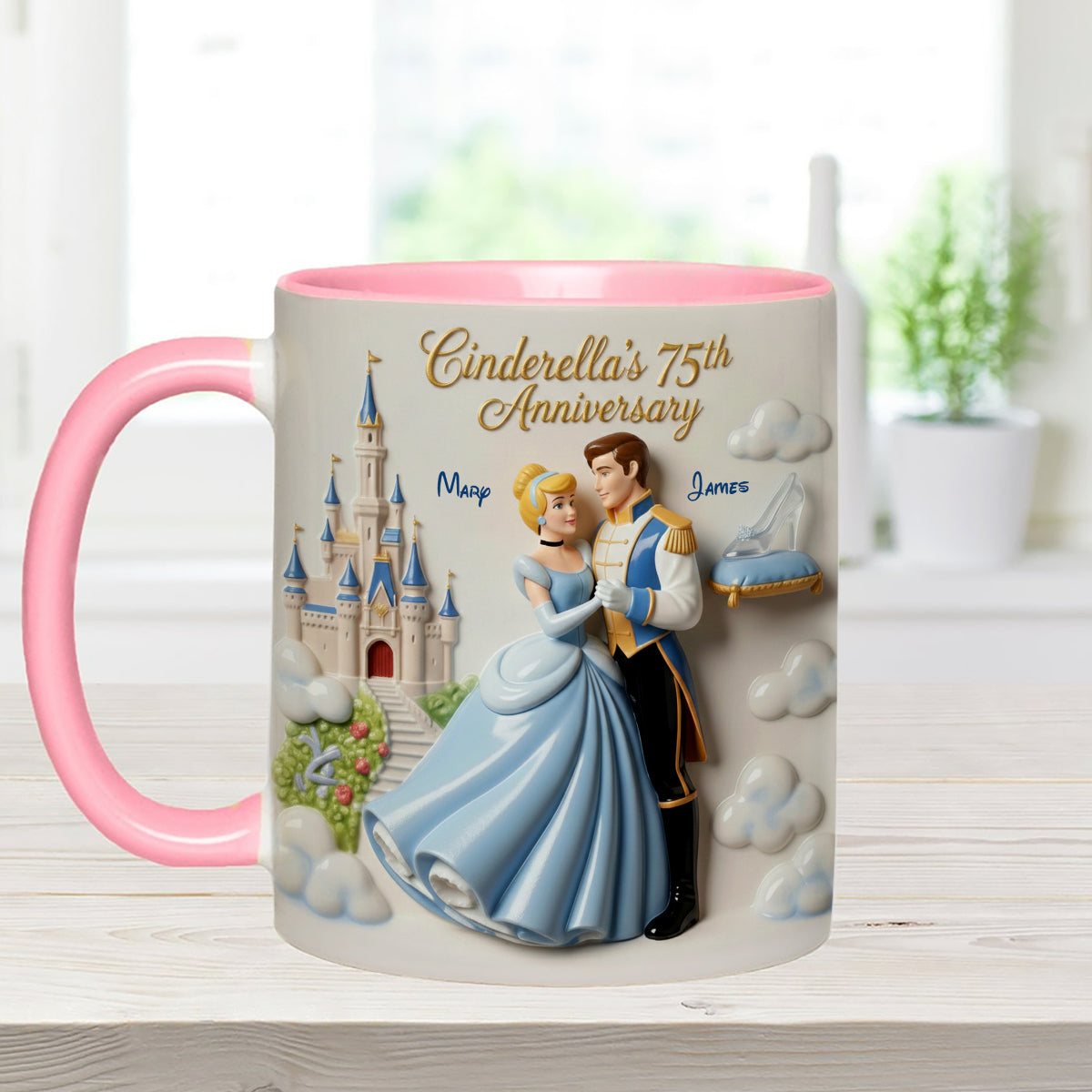 DSNY Princess Celebrate 75th Anniversary - Personalized Accent Mug - Gift For Couples, Movie Fans NL122