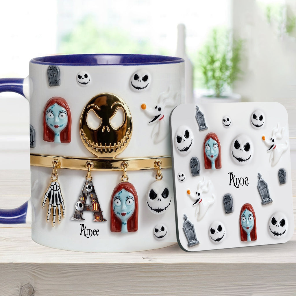 Spooky Charater With Name Letter - Personalized Accent Mug - Gift For Movie Fans NL122