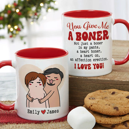 You Give Me A Boner Personalized Couple Mug, Gift For Couple