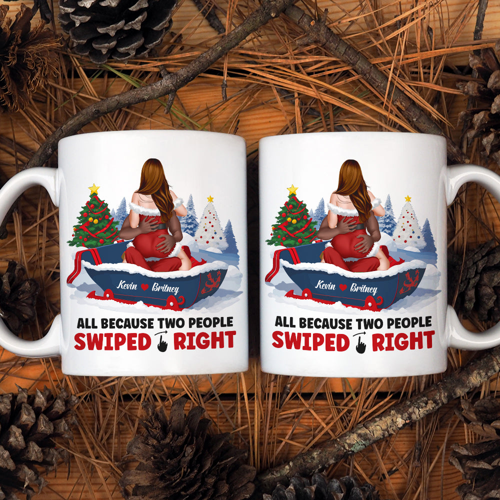 Naughty Couple, All Because Two People Swiped Right, Personalized Mug, Christmas Gifts