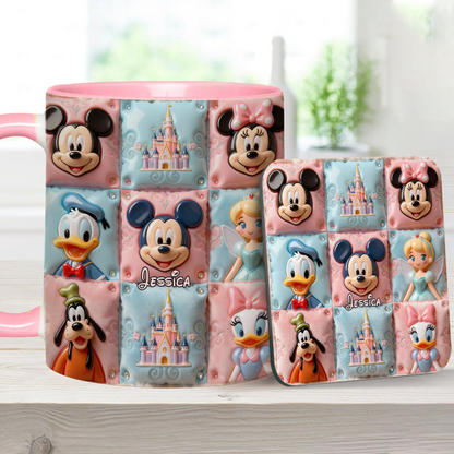 MkMo Magic Mouse Castle With Friends - Personalized Accent Mug - Gift For Movie Fans, Daughters, Family NL122