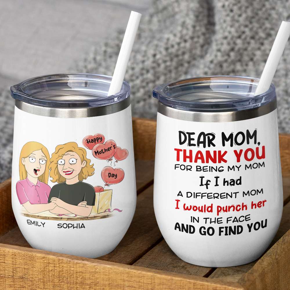 Gift For Happy Mother's Day, Mom Personalized Coffee Mug Accent Mug Wine Tumbler