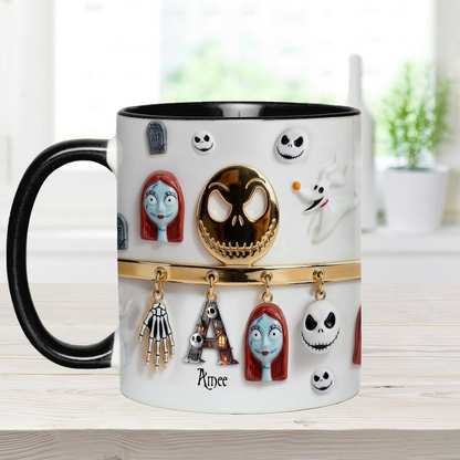 Spooky Charater With Name Letter - Personalized Accent Mug - Gift For Movie Fans NL122