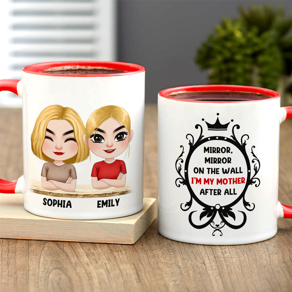 Gift For Mom, Personalized White Mug Accent Mug Wine Tumbler, Mom And Kid Mug, Mother's Day Gift