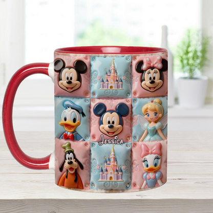 MkMo Magic Mouse Castle With Friends - Personalized Accent Mug - Gift For Movie Fans, Daughters, Family NL122