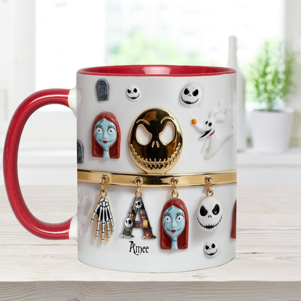 Spooky Charater With Name Letter - Personalized Accent Mug - Gift For Movie Fans NL122