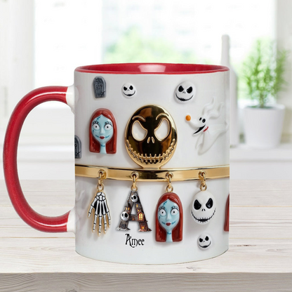 Spooky Charater With Name Letter - Personalized Accent Mug - Gift For Movie Fans NL122