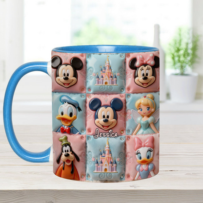 MkMo Magic Mouse Castle With Friends - Personalized Accent Mug - Gift For Movie Fans, Daughters, Family NL122