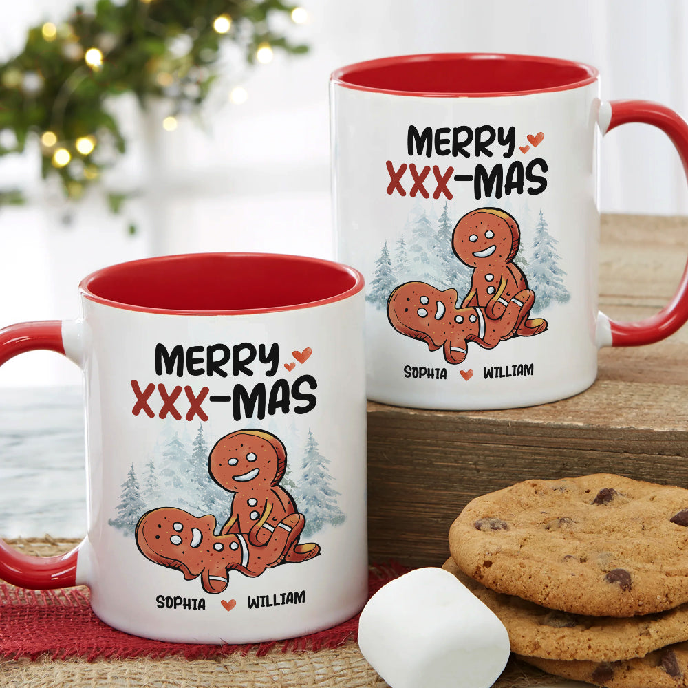 Funny Couple Merry XXX Mas, Personalized Accent Mug, Gifts For Him - Gifts For Her