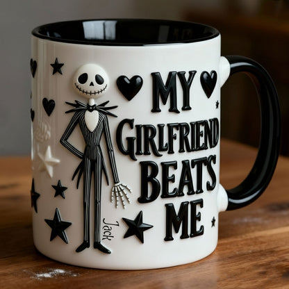 Spooky My Girlfriend Beats Me - Personalized Accent Mug - Gift For Couple, Christmas, Valentine HH01