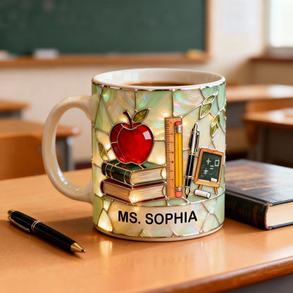 Teacher Appreciation - Personalized White Edge To Egde Mug - Special Gift For Teachers NL122