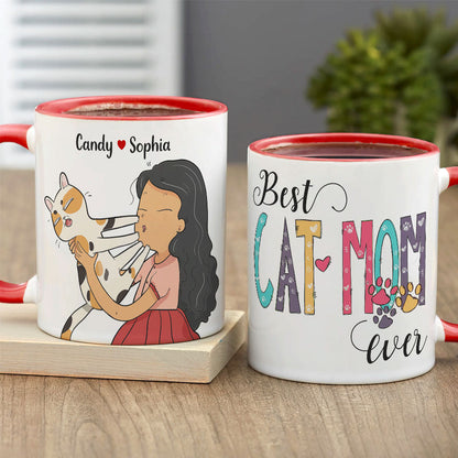 Best Cat Mom Ever Personalize Mug, Gift For Cat Lovers, Funny Cat Mom Mug
