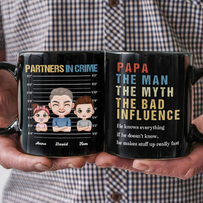 Papa The Bad Influence Personalized Coffee Mug, Gift For Grandpa, Father's Day Gift