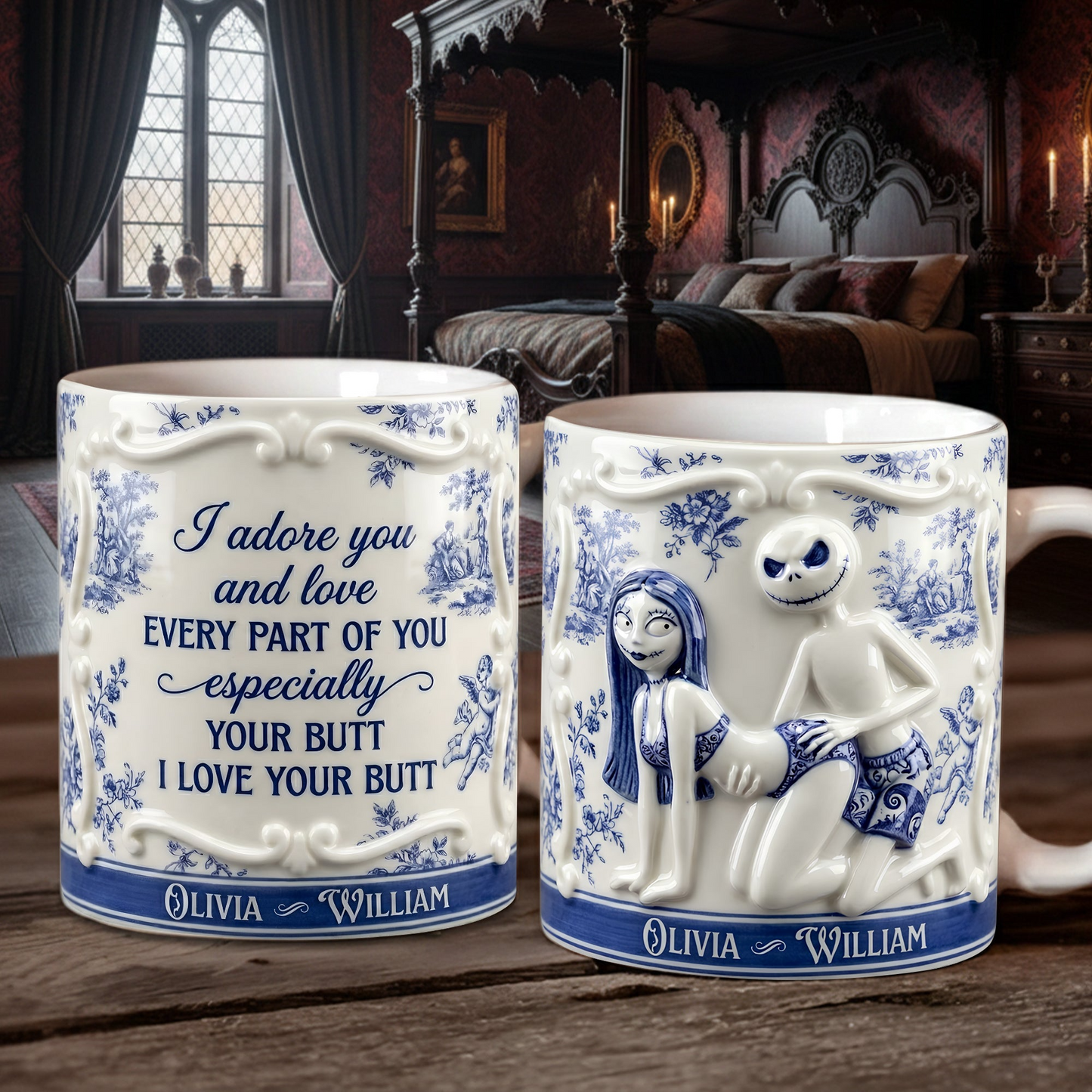Spooky I Adore You And Love Every Part Of You Especially Your Butt - Personalized White Edge-to-Edge Mug - Gift For Couples NL122
