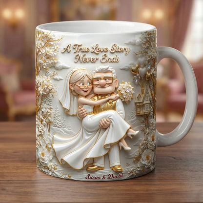 DSNY A True Love Story Never Ends - Personalized White Edge-To-Edge Mug - Gift For Couples, Movie Fans NL122